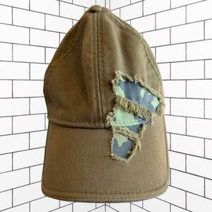 Adidas Distressed Camo Patch Flex Fit Ball Cap Brown Climalite S/M